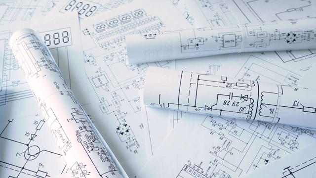 工程师电子工作。图纸工程电气图纸视频素材