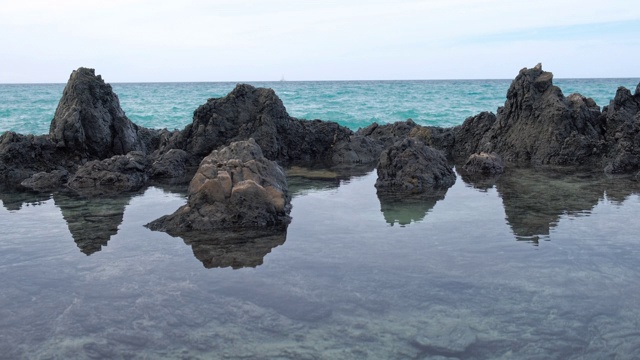 大岛海岸有天然水池。美国夏威夷视频素材