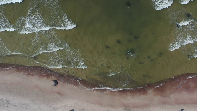 波罗的海的海滩和海浪，立陶宛，空中视频素材