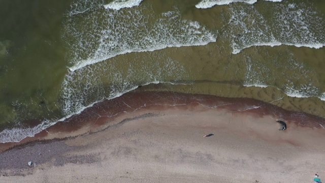 波罗的海沙滩和海浪在立陶宛，空中视频素材