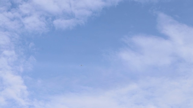 蓝天背景上的白云运动时间视频素材