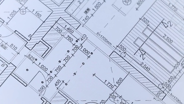 室内旋转建筑图纸视频素材