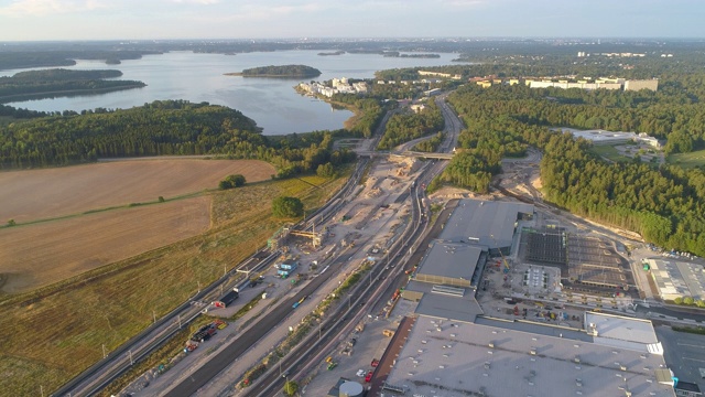 公路建筑工地鸟瞰图视频素材