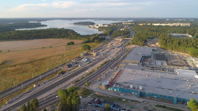 公路建筑工地鸟瞰图视频素材