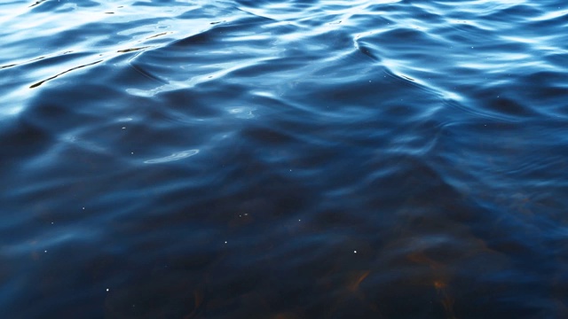 查看一个水晶清澈的水纹理。自然背景。水波纹反射。波。波浪和飞溅视频素材