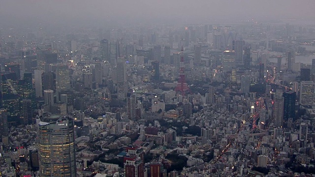 空中，六本木地区黄昏。日本东京视频素材