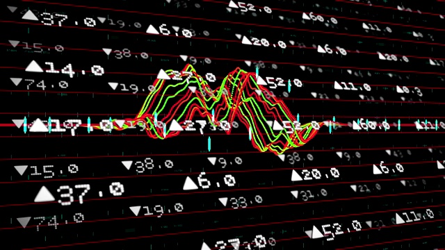 红色和绿色的图形移动与股票市场数据处理视频素材