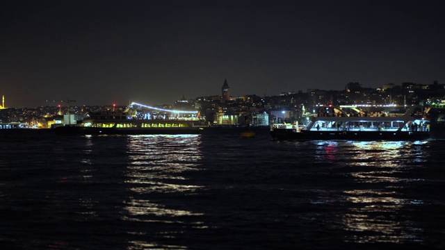 博斯普鲁斯海峡，加拉塔，清真寺和城市景观视频素材