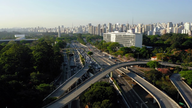 23 de Maio大道，靠近Ibirapuera公园，巴西圣保罗视频素材