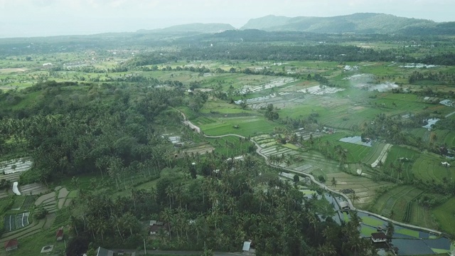 印度尼西亚巴厘岛Karangasem地区的村庄和农田视频素材