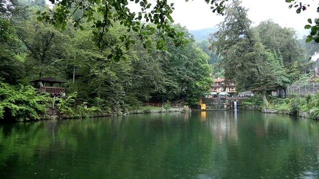 美丽的湖和花园视频素材