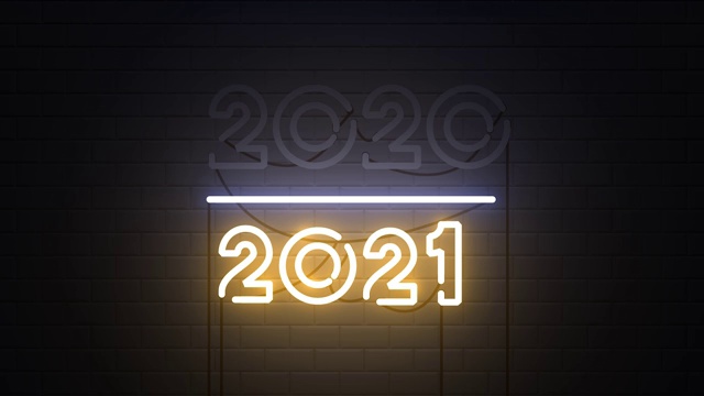 2020-2021年更换新年2021霓虹招牌背景视频素材