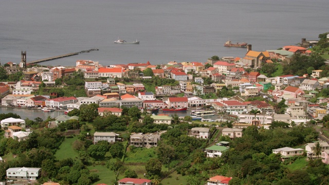 圣乔治全景，圣乔治，格林纳达，西印度群岛，加勒比，中美洲视频素材