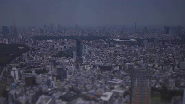 东京四谷地区的微缩城市景观高角度广角拍摄视频素材