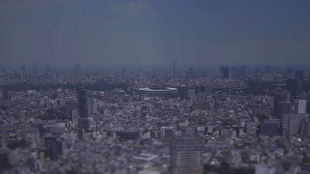 东京四谷地区的微缩城市景观高角度广角拍摄视频素材