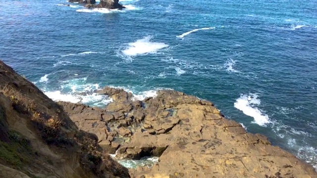 令人惊叹的潮汐池，太平洋，海豹岩石和岩石海滩在拉古纳海滩，加州视频素材