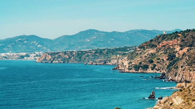 西班牙海岸，安达卢西亚的悬崖。时间流逝视频素材