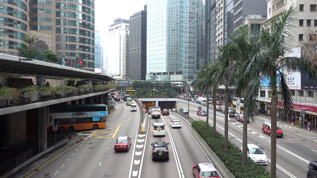 香港干诺道中车辆交通情况。视频素材