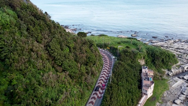 广阔的海洋和森林的鸟瞰图视频素材