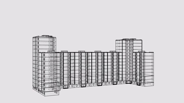 建筑物的动画旋转。体系结构概念视频素材