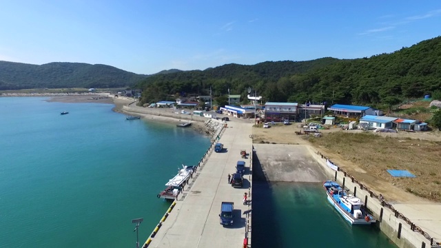 韩国忠清南道南济港及渔村党津寺视频素材