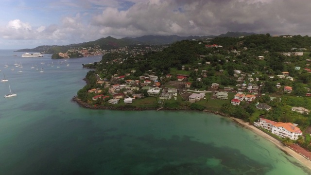 大安斯海滩海岸线的鸟瞰图，格林纳达，西印度群岛，加勒比，中美洲视频素材