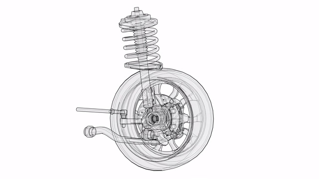汽车悬架与车轮轮胎和减震器的动画视频购买