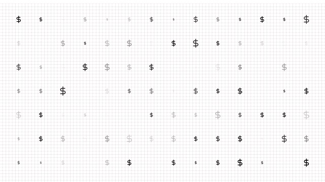 无缝模式背景与美元符号。动画。小小的黑色美元符号在格子上慢慢闪烁。完美地用于演示。可以把你的文字，图表，图表放在里面吗视频素材