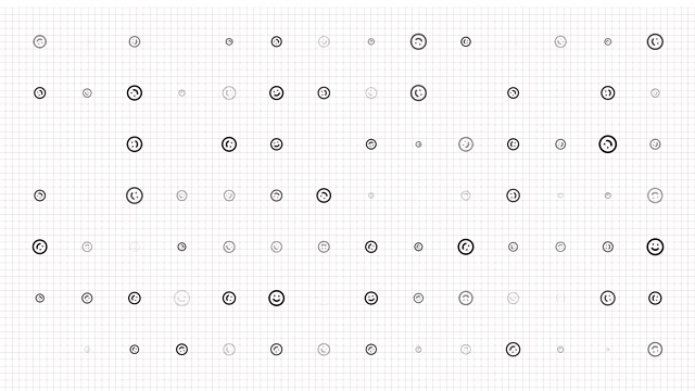 无缝模式背景与表情符号。动画。小表情，笑脸，慢慢眨眼上网格。白色的背景视频素材