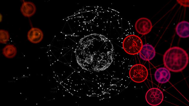 全球数字图标对抗网络连接图标视频素材