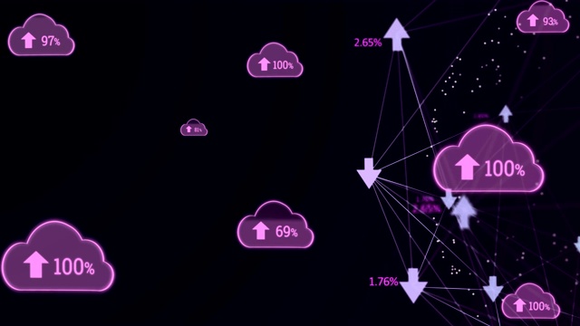 全球箭头对抗多个云图标，增加百分比视频素材