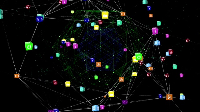 全球数字图标对抗网络连接视频素材