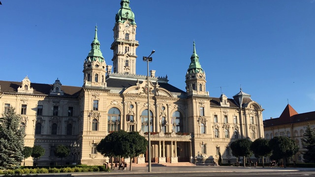 匈牙利，Győr市政厅的时光流逝视频下载