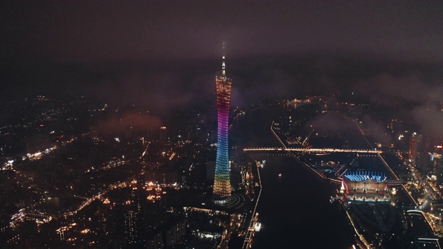 广州城市夜间地标视频素材