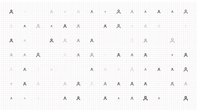 图标人类，动画循环。无缝模式的背景。小图标在网格上慢慢闪烁。白色的背景视频素材