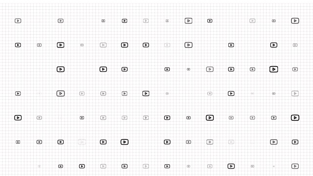 YouTube图标动画循环。无缝模式的背景。小YouTube图标在网格上慢慢闪烁。白色的背景视频素材