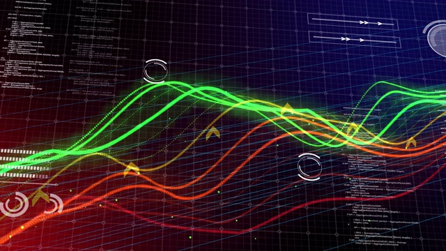 商业金融投资3D股票市场交易价格图表数据库云数据分析系统屏幕，大数据交易分析技术的未来背景。视频素材