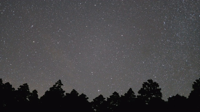 时间流逝镜头的夜空中满是围绕北极星旋转的星星视频素材