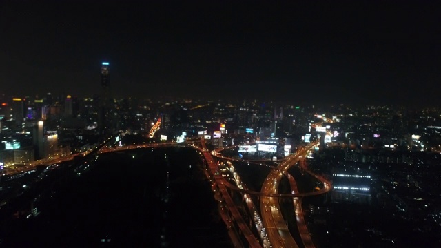 鸟瞰城市交通夜景视频素材