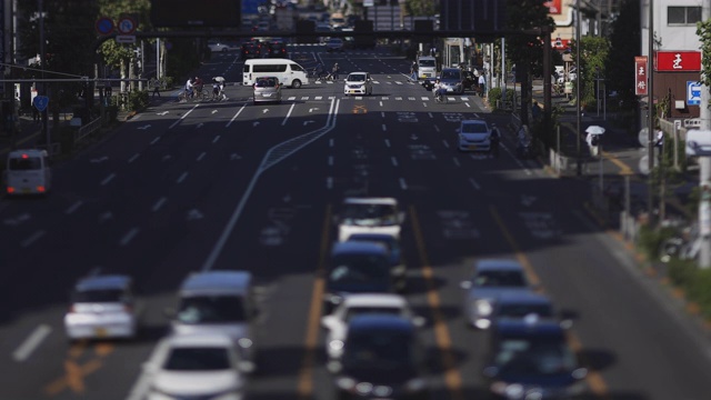 东京市中心的一条微型交通街道倾斜视频素材