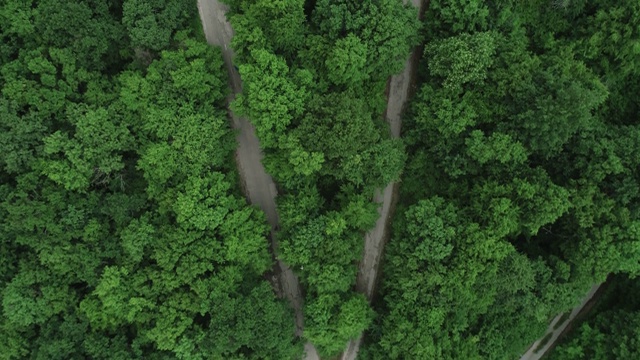 蜿蜒乡村道路的航拍，4k格式，60帧/秒RAW格式视频素材