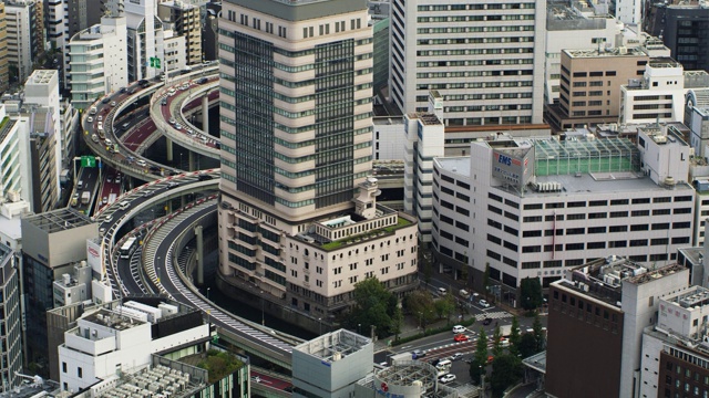 俯瞰日本的建筑和道路，车水马龙视频下载