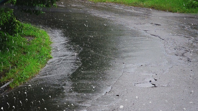 雨中的道路，窗外的景色。视频素材