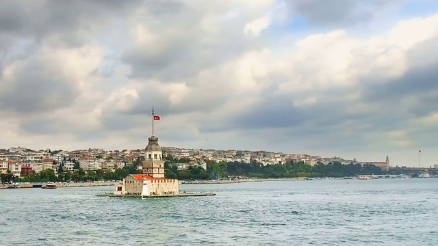 伊斯坦布尔的少女塔(Leander's Tower)，延时镜头视频素材