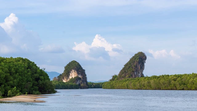 Khao Khanab Nam山和河，甲米城市地标，泰国-时间流逝视频素材