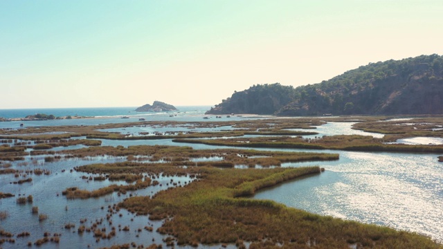 大莲三角洲和伊豆祖海滩鸟瞰图，木格拉视频素材