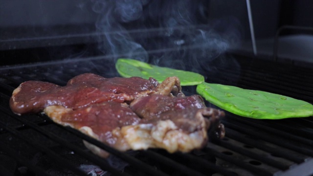 在烤架上烤肉视频素材