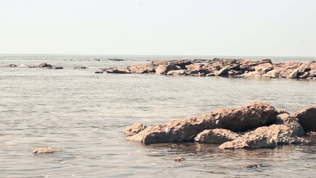 珊瑚。岩海海滩水波，山水景观。视频素材