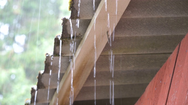 雨从屋顶上滴下来视频素材