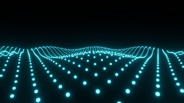 未来主义蓝色粒子波技术动画背景3d渲染视频素材